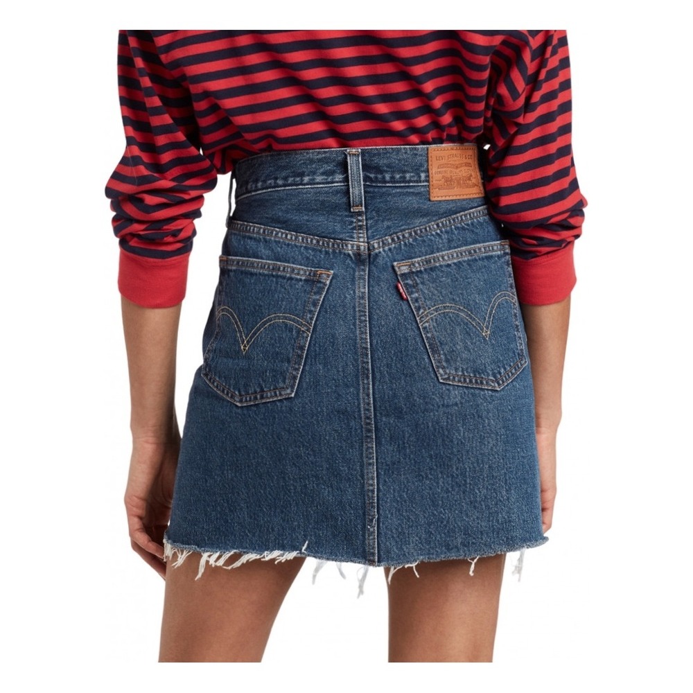 Levi's | Medium Wash Denim Button Fly Raw Hem Mini Skirt Size 25